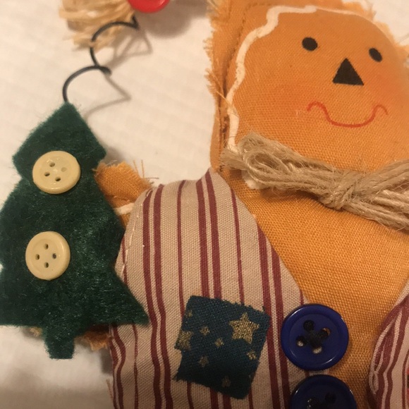 Vintage set if 3 ginger bread cookie Christmas tree ornaments & one canvas bag - Picture 10 of 16